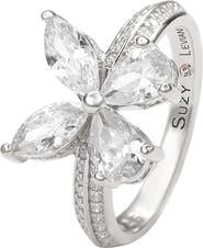SUZY LEVIAN Sterling Silver & CZ White Butterfly Ring