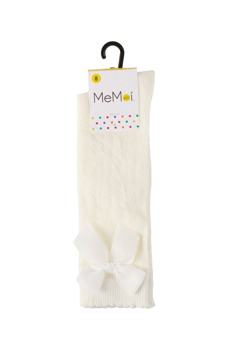 Crochet Bow Knee High Sock, Alternate, color, Winter White