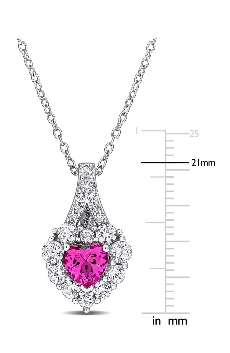 DELMAR Lab Created Pink Sapphire & Lab Created White Sapphire Pendant Necklace, Alternate, color, Pink