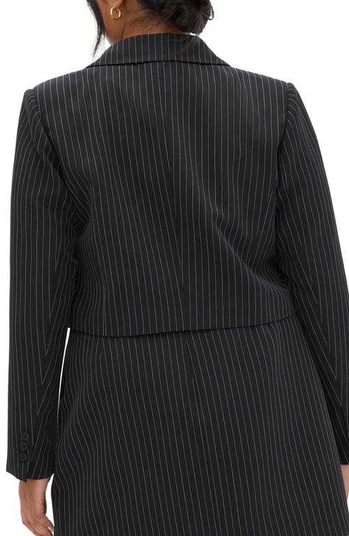 City Chic Alayah Stripe Crop Jacket In Gray