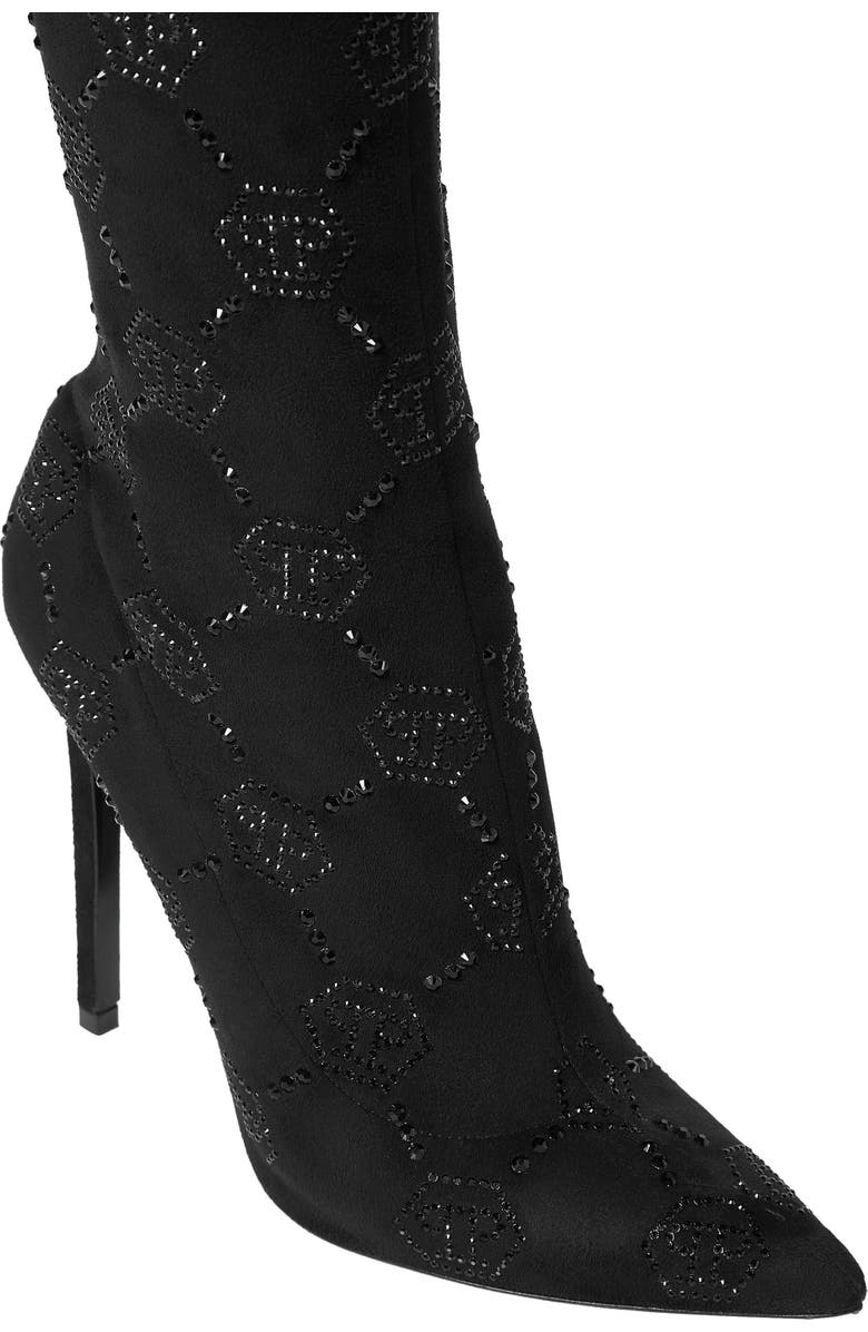 PHILIPP PLEIN Suede Stretch Boots Hi-Heels Plein Overknees Monogram Women, Alternate, color, Black