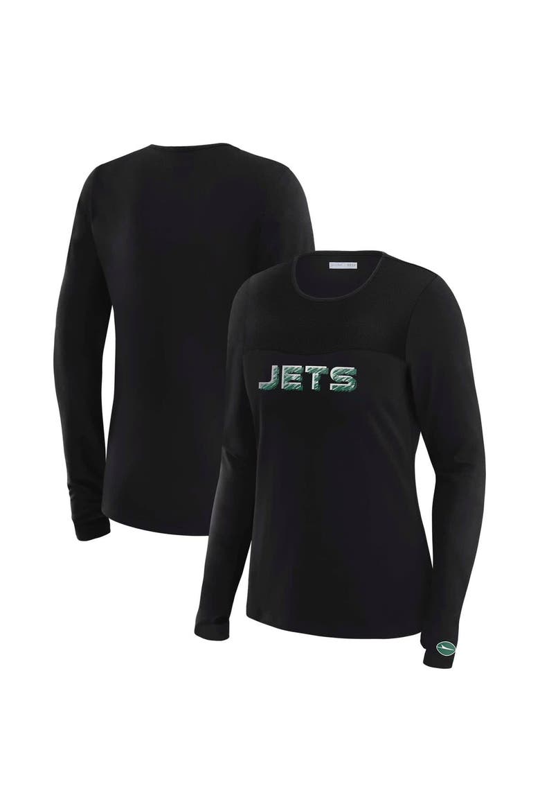 Women's WEAR by Erin Andrews x Gracie Hunt Black New York Jets Mesh Panel Long Sleeve T-Shirt, Alternate, color, Black