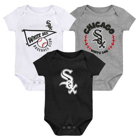 Infant Black/White/Heather Gray Chicago White Sox Biggest Little Fan 3-Pack Bodysuit Set