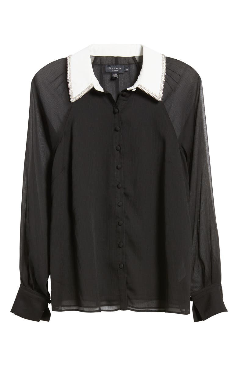 Ted Baker London Chayse Beaded Collar Chiffon Button-Up Shirt, Alternate, color, 