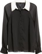 Ted Baker London Chayse Beaded Collar Chiffon Button-Up Shirt