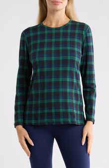 Plaid Crewneck Long Sleeve Top