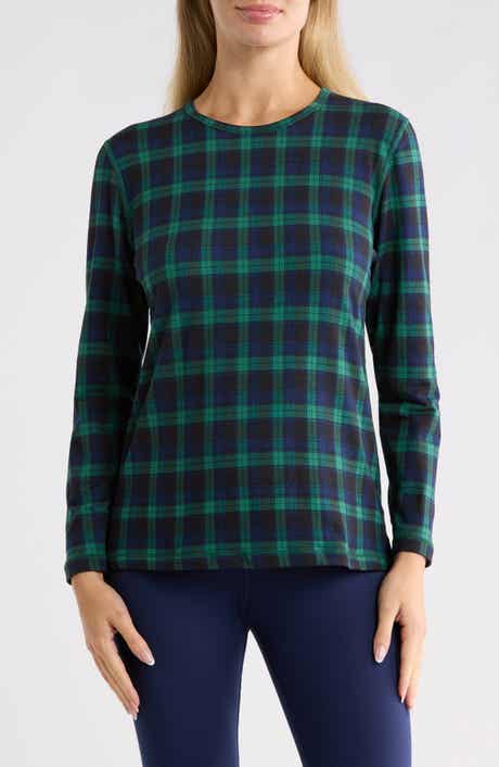 Plaid Crewneck Long Sleeve Top