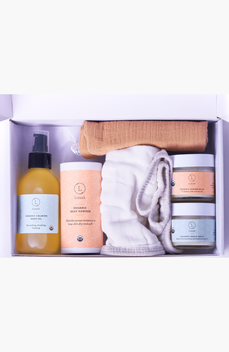 Lizush Organic full care new baby gift set, Alternate, color, NO COLOR
