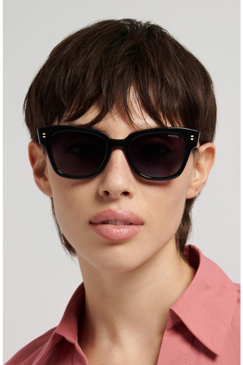 51mm Polarized Cat Eye Sunglasses, Alternate, color, BLACK/ GREY SF PZ