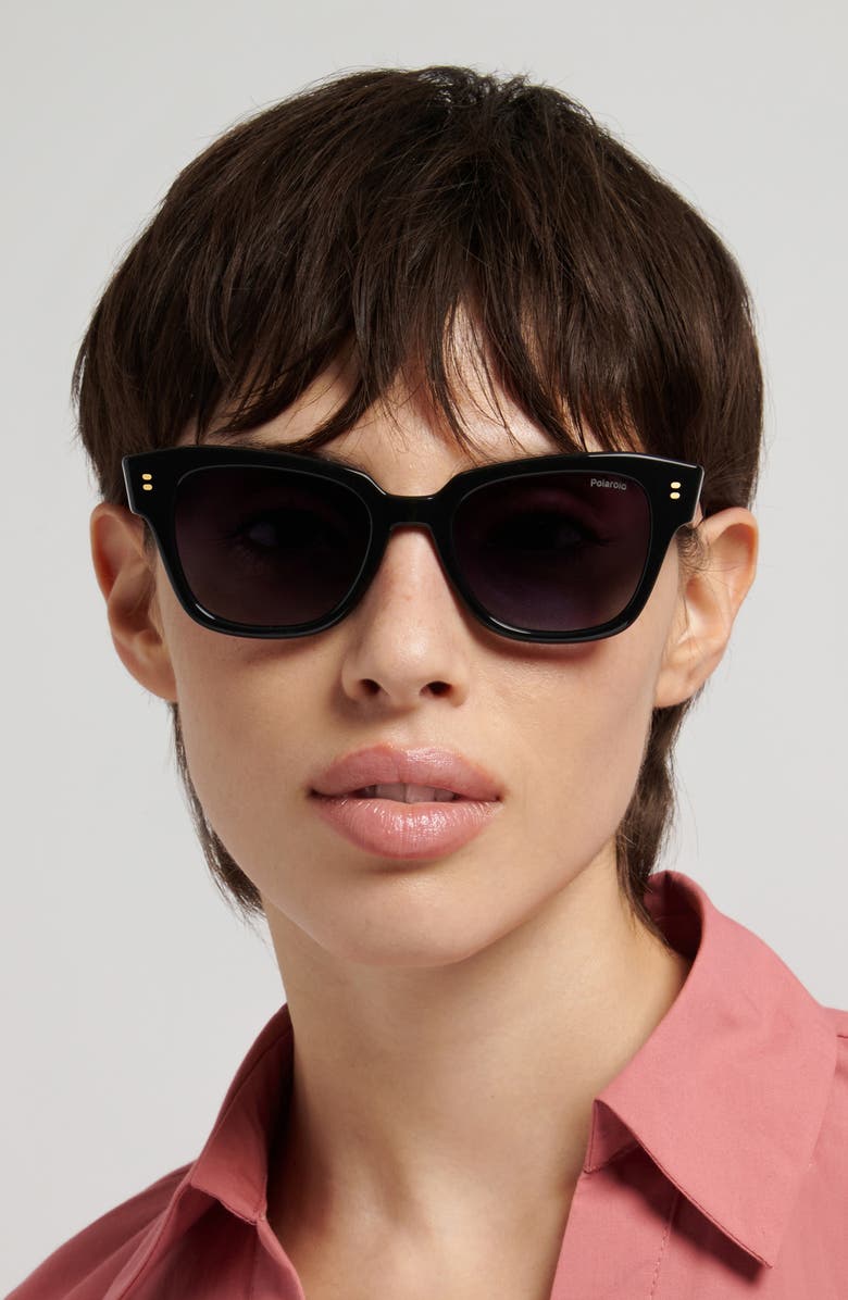 Polaroid 51mm Polarized Cat Eye Sunglasses, Alternate, color, Black/ Grey Sf Pz