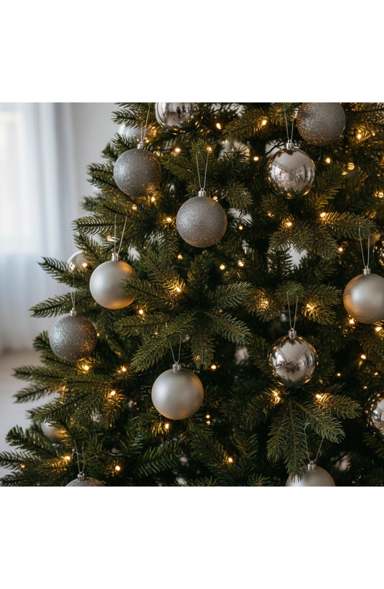 Northlight Shatterproof 4-Finish Christmas Ball Ornaments - 4" (100mm) - Gray - 12ct, Alternate, color, 