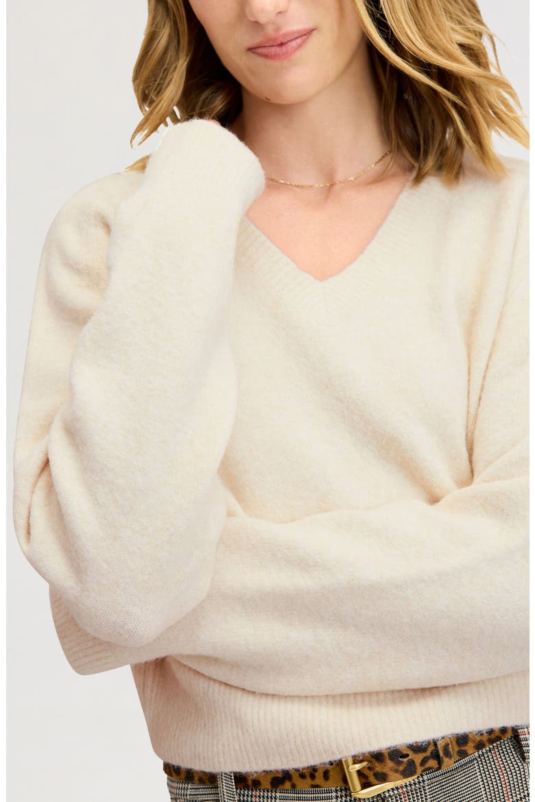Deep V-Neck High Rib Sweater, Alternate, color, ECRU