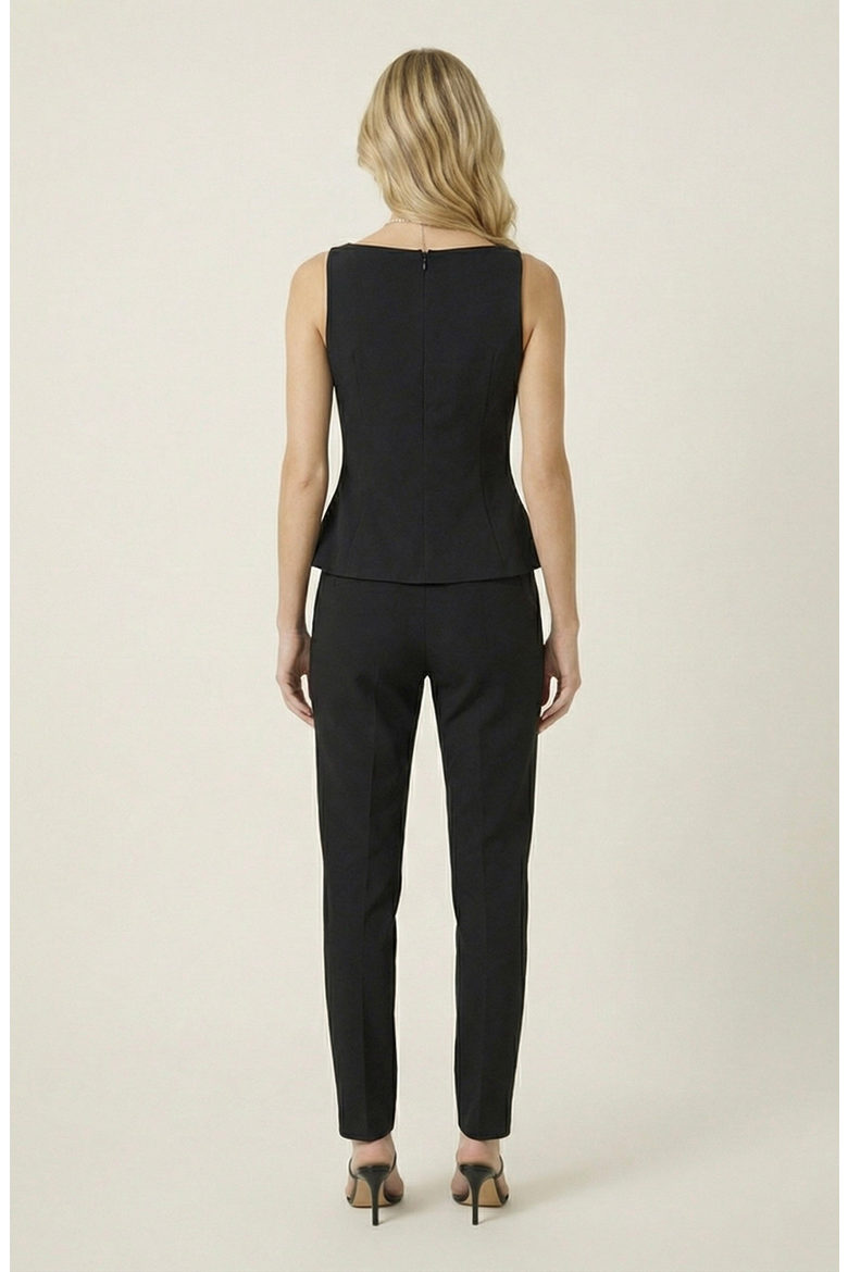 Sleeveless Asymmetrical Button Structured Top, Alternate, color, Black