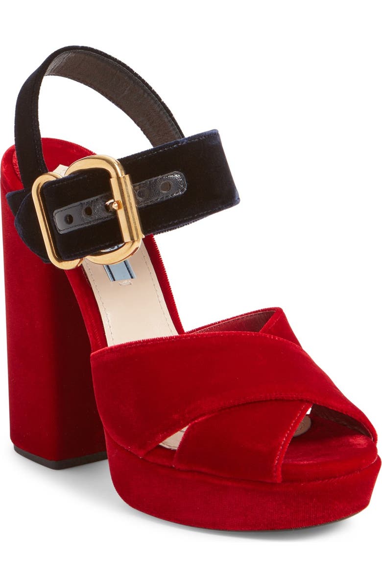 Prada Buckle Platform Sandal, Main, color,