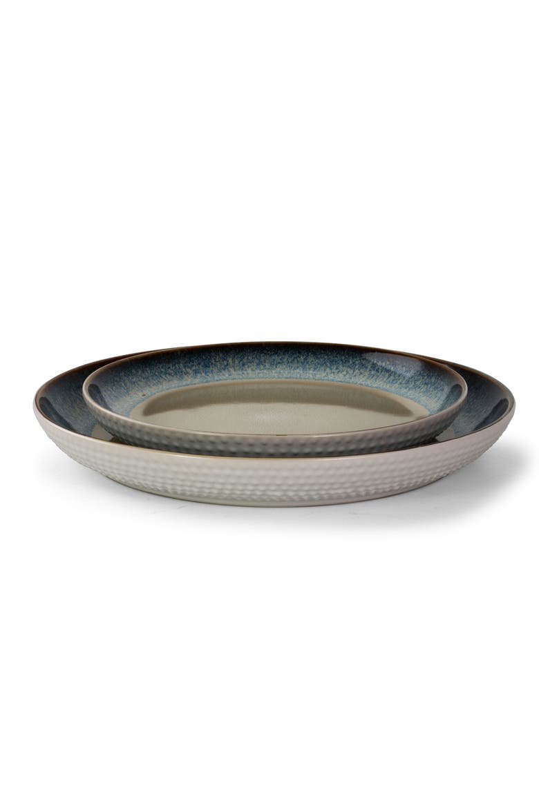 Modern Dot 16 Piece Luxurious Stoneware Dinnerware with Complete Setting for 4, Alternate, color, Beige