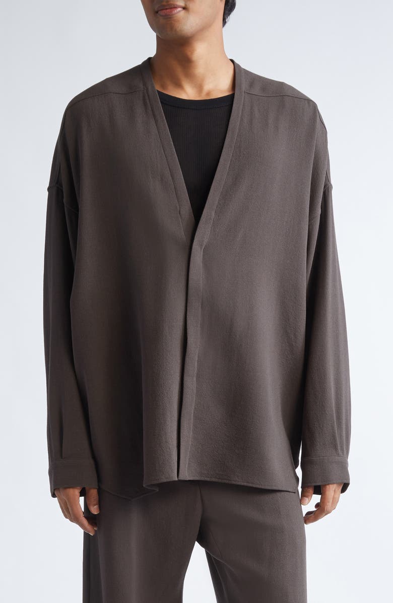 Rick Owens Lido Larry Virgin Wool Shirt, Main, color, Dark Dust