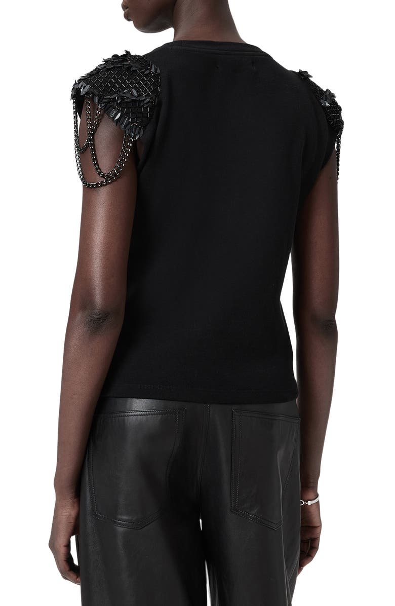 AllSaints Shona Beaded Sleeveless Top, Alternate, color, Black