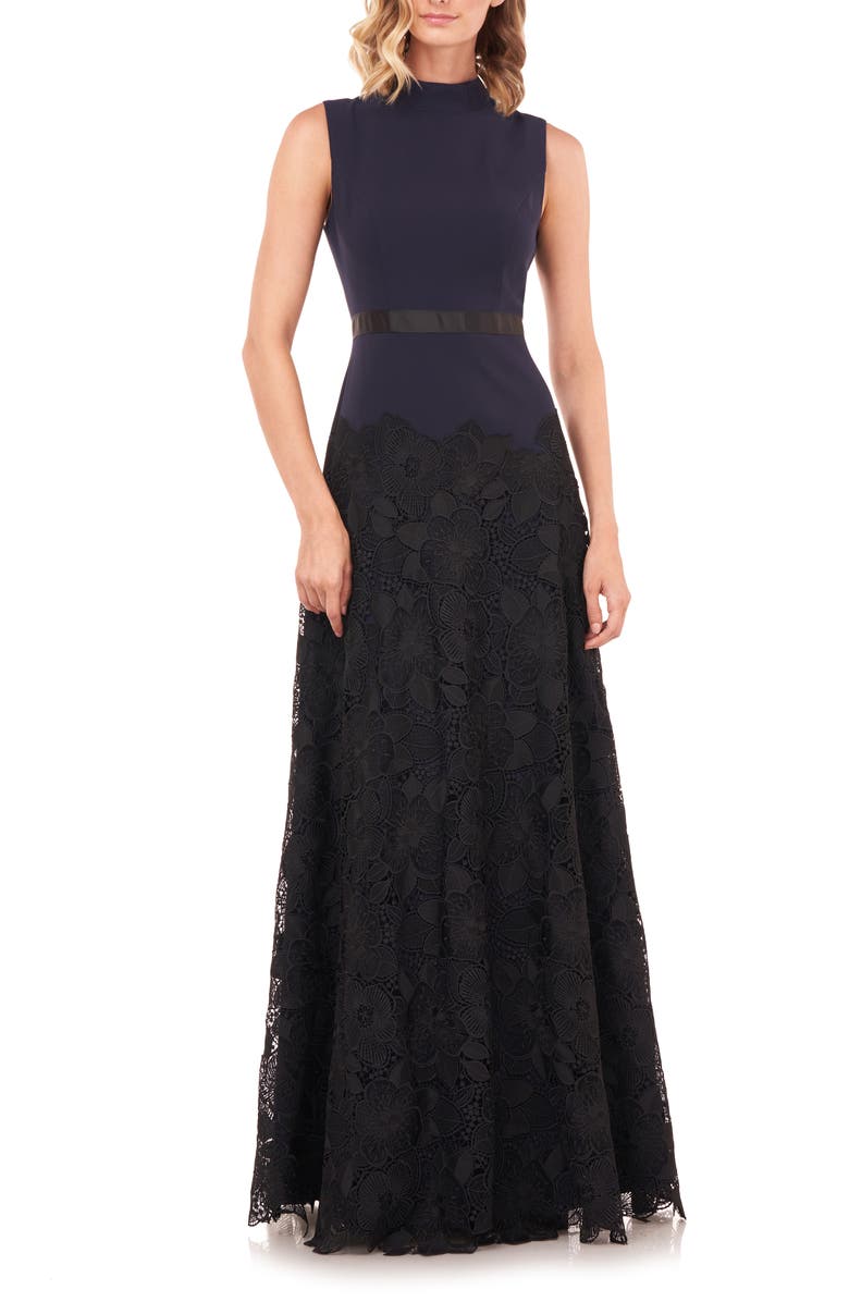 Kay Unger Ellie Lace A-Line Gown, Main, color,