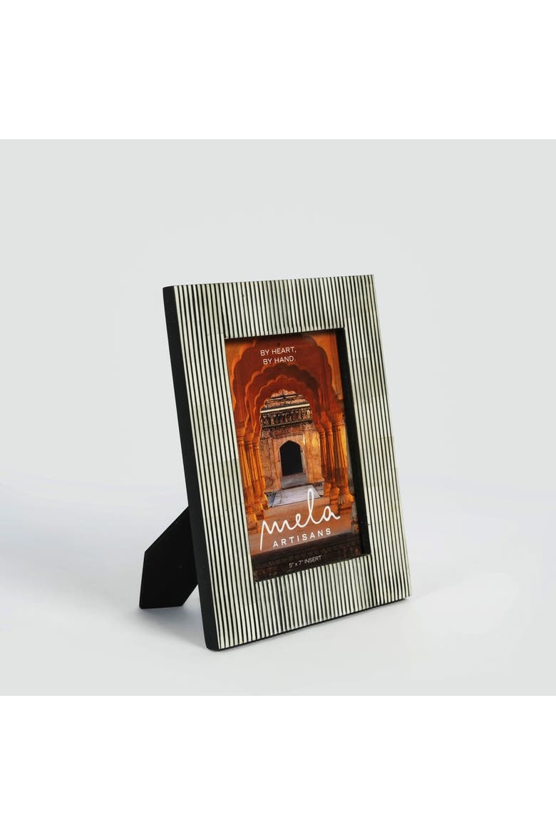 Pinstripe Photo Frame Gift Box Set, Alternate, color, Black/Grey Pinstripe