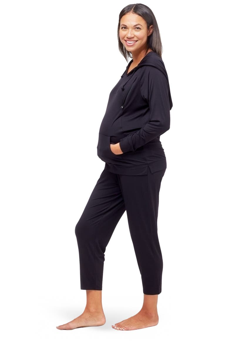 Maternity Simone Maternity/Nursing Hoodie, Alternate, color, BLACK