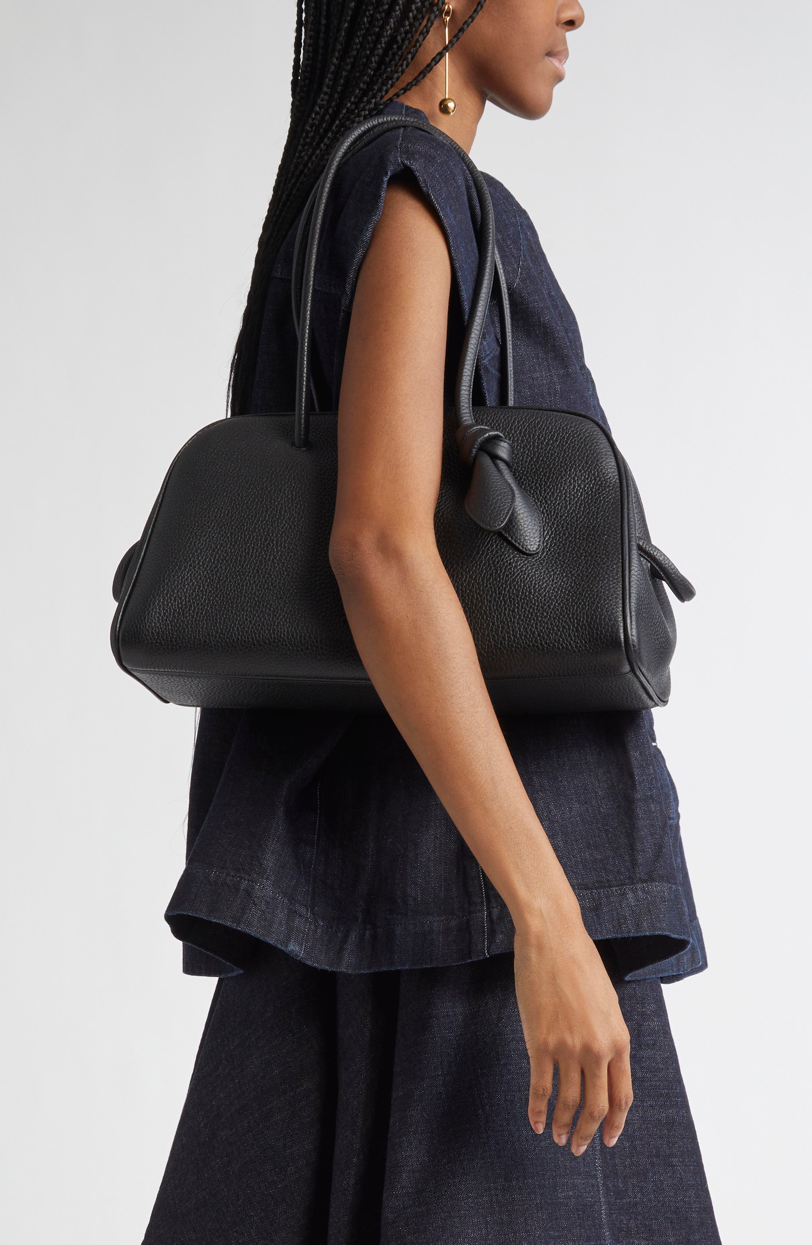 Jacquemus Le Turismo Leather Bowling Bag, Alternate, color, Black