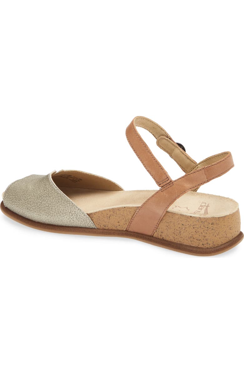 Dansko Cass Ankle Strap Peep Toe Wedge Sandal, Alternate, color, Platino/Tan Leather