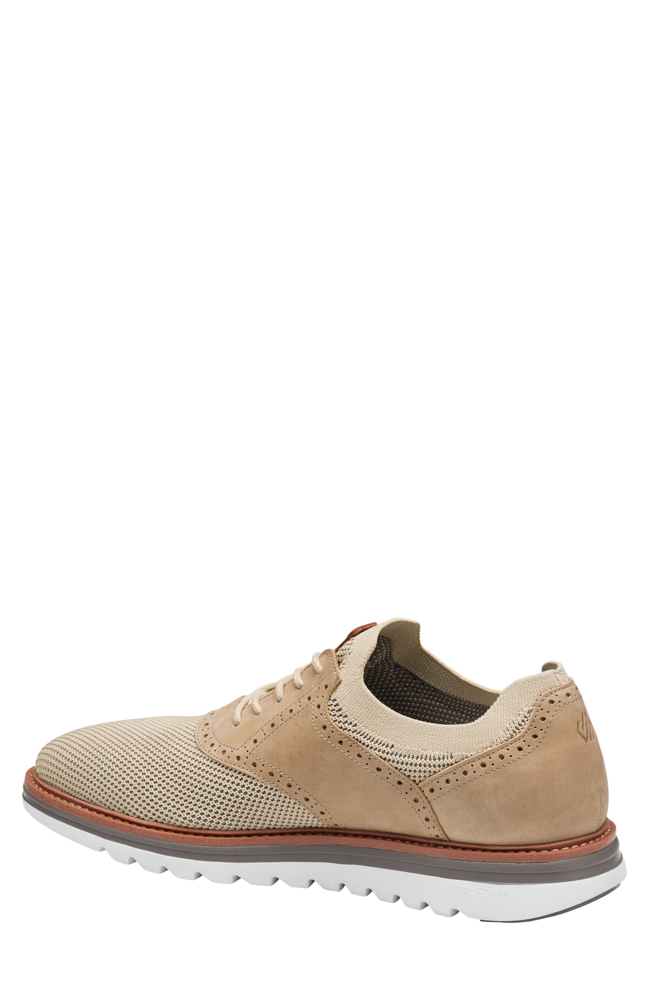 Johnston & Murphy Braxton Knit Saddle Shoe, Alternate, color, Beige Knit/ Nubuck
