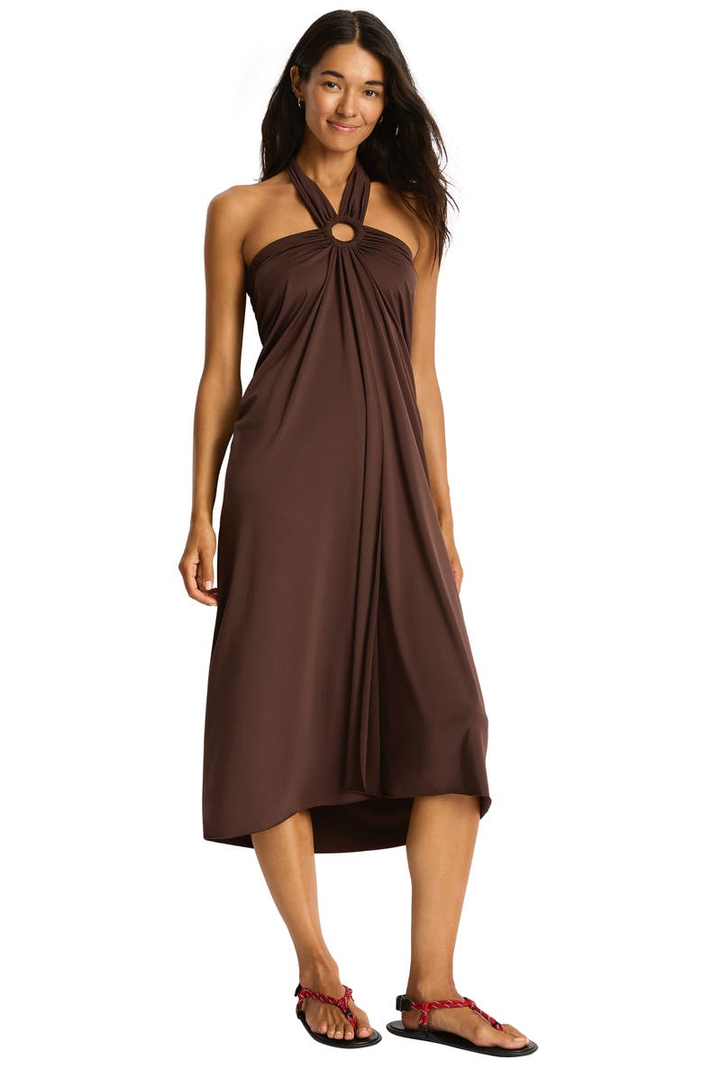 Sea Level Mythos Ring Detail Cover-Up Maxi Skirt, Alternate, color, Cocoa