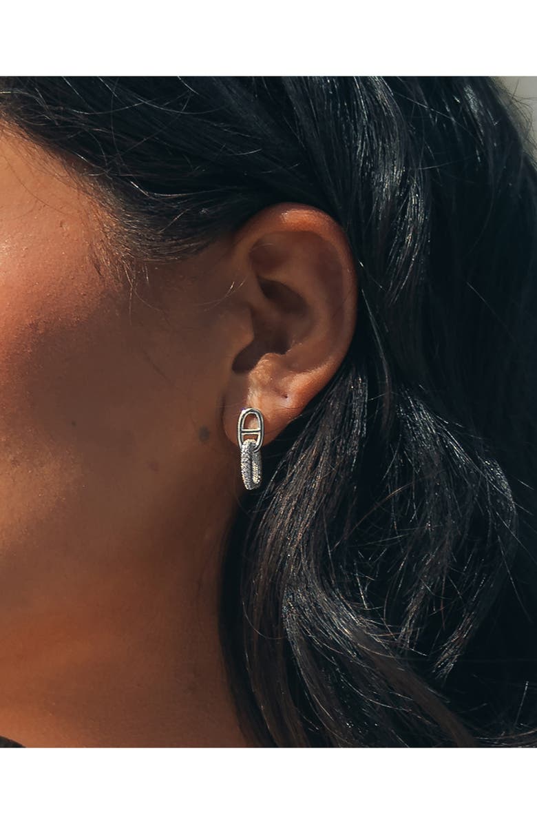 Sterling Forever Reina Pavé Cubic Zirconia Link Drop Earrings, Alternate, color, Silver