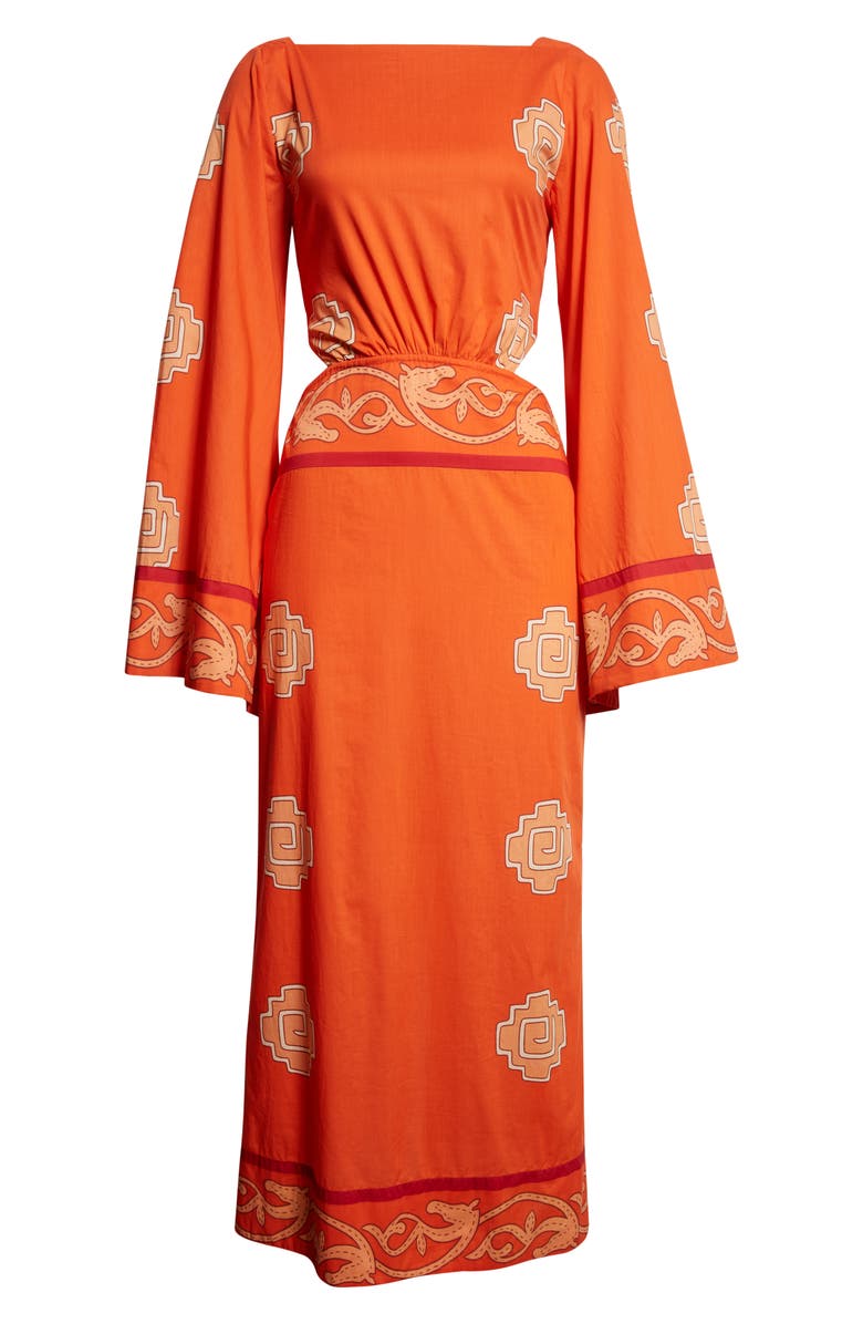 Johanna Ortiz Underwater Sanctuary Long Sleeve Cotton Poplin Dress, Alternate, color, Light Red / Wine/ Pink