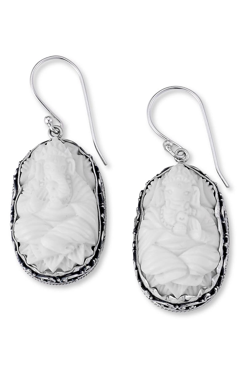 SAMUEL B. Sterling Silver Elephant Earrings, Main, color, White