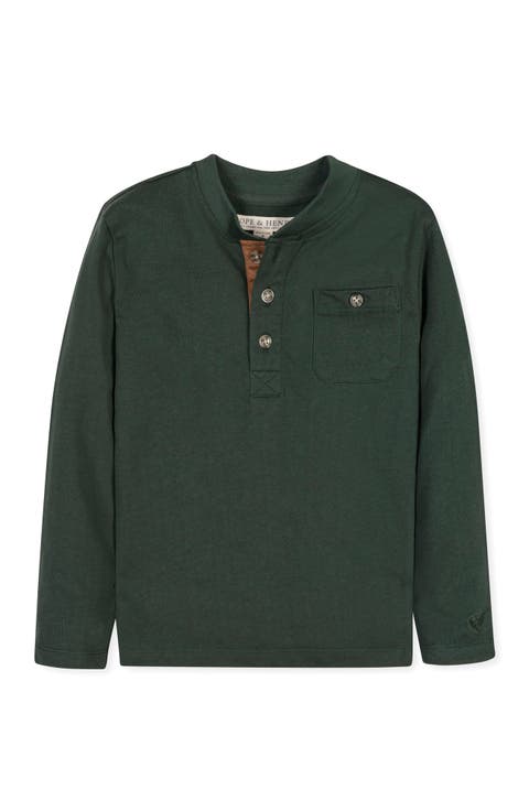 Kids' Organic Long Sleeve Henley Pocket Tee