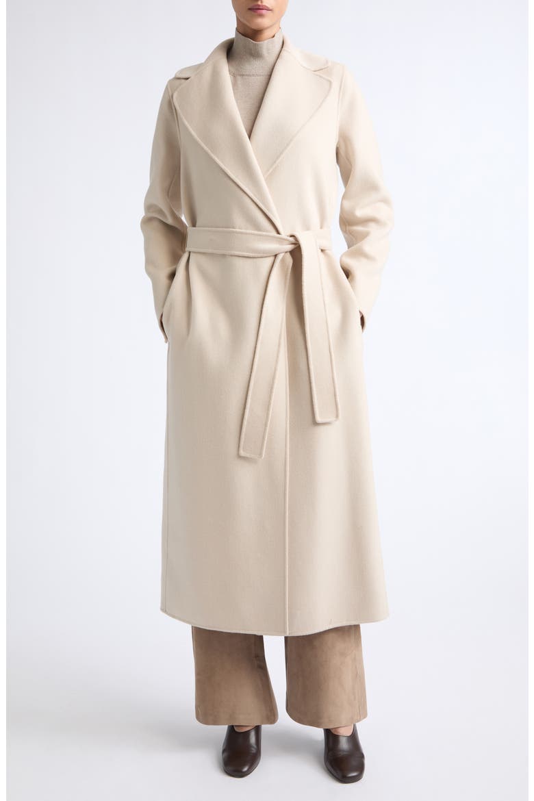Poldo Wool Blend Belted Wrap Coat, Alternate, color, ALBINO