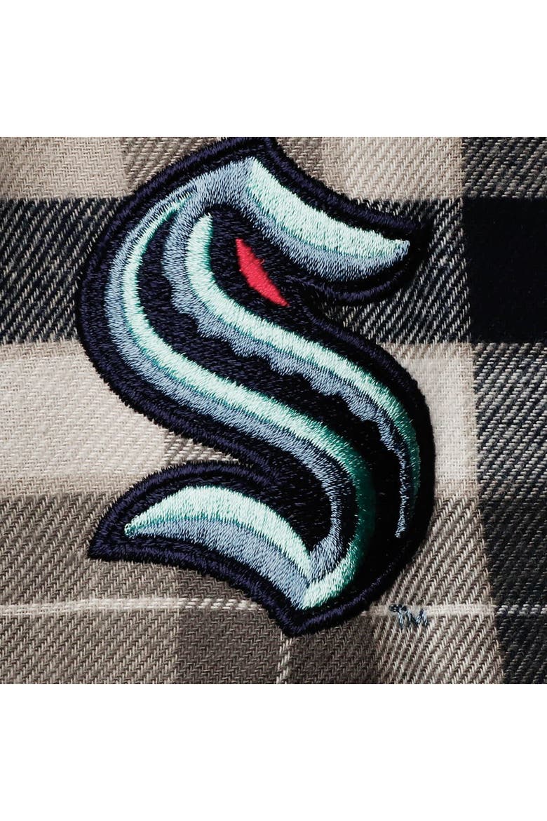 Men's Antigua Deep Sea Blue/Gray Seattle Kraken Ease Plaid Button-Up Long Sleeve Shirt, Alternate, color, Navy