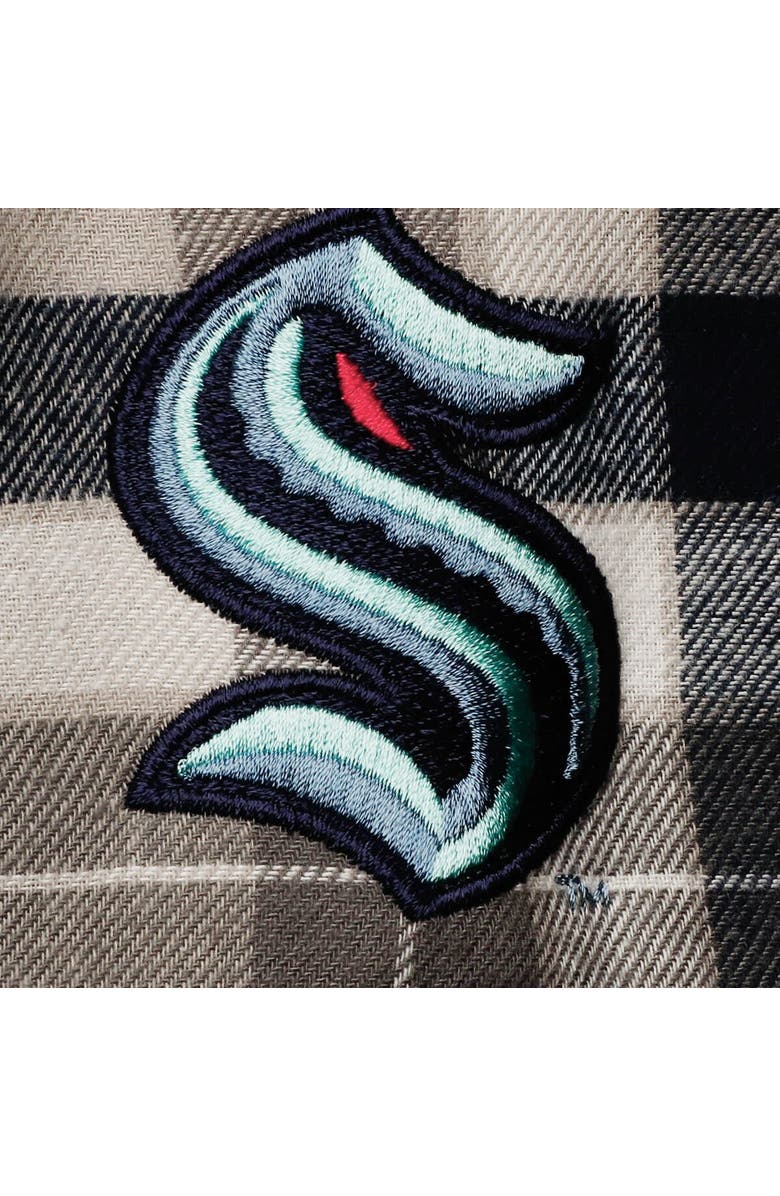 ANTIGUA Men's Antigua Deep Sea Blue/Gray Seattle Kraken Ease Plaid Button-Up Long Sleeve Shirt, Alternate, color, Navy