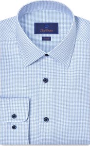 David Donahue Trim Fit Check Cotton Dobby Dress Shirt