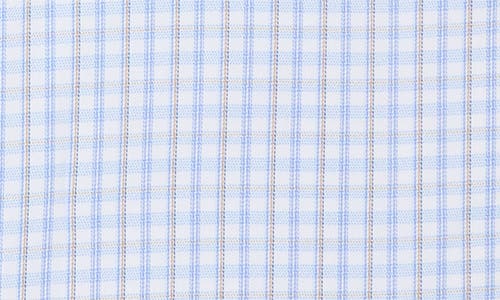 Duchamp Grid Print Slim Fit Dress Shirt In Blue