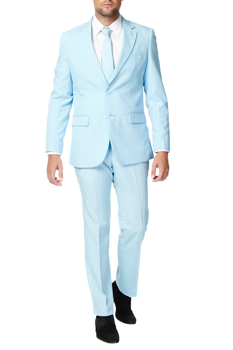 'Cool Blue' Trim Fit Two-Piece Suit with Tie, Alternate, color, BLUE
