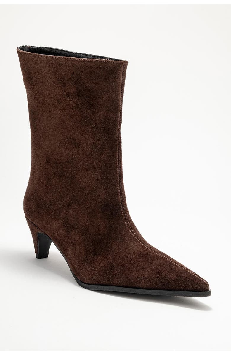 Forever & Always Shoes Aleo Leather Pointed Toe Boot, Main, color, Brown Suede Leather