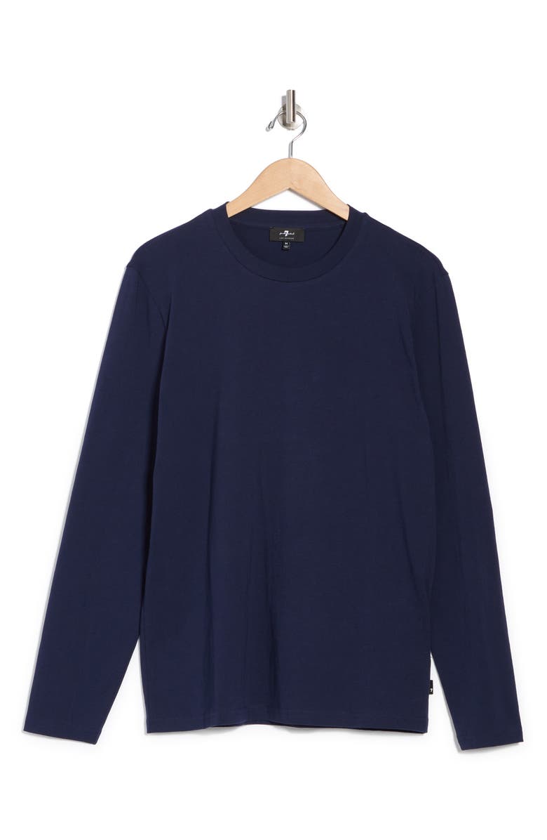 7 For All Mankind Slim Fit Crew Neck Long Sleeve Shirt, Alternate, color, Maritime Blue