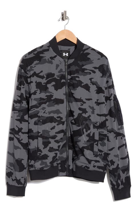 Camo Print Mesh Bomber Jacket