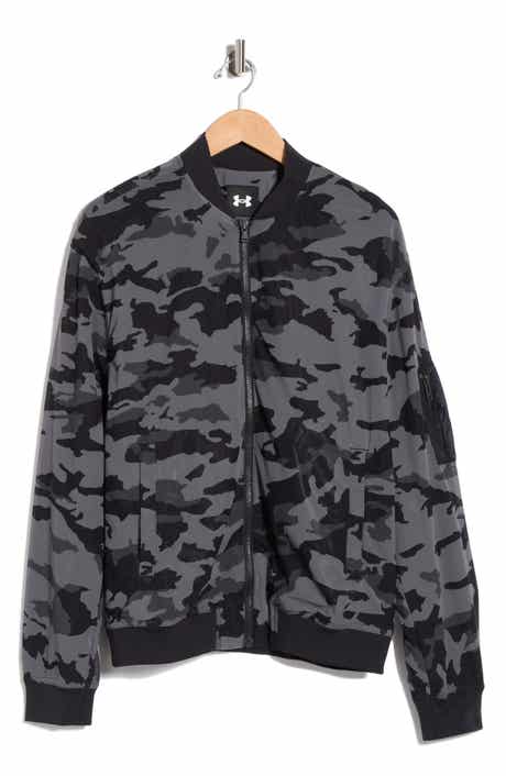 Camo Print Mesh Bomber Jacket