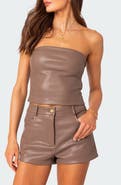 EDIKTED Martine Faux Leather Tube Top