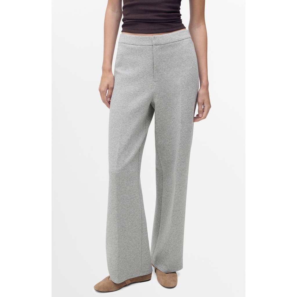 Mango Cotton Blend Straight Leg Pants In Gray