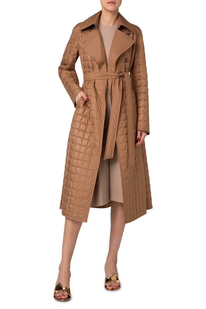 Kody Trapezoid Quilted Taffeta Coat, Main, color, CAMEL