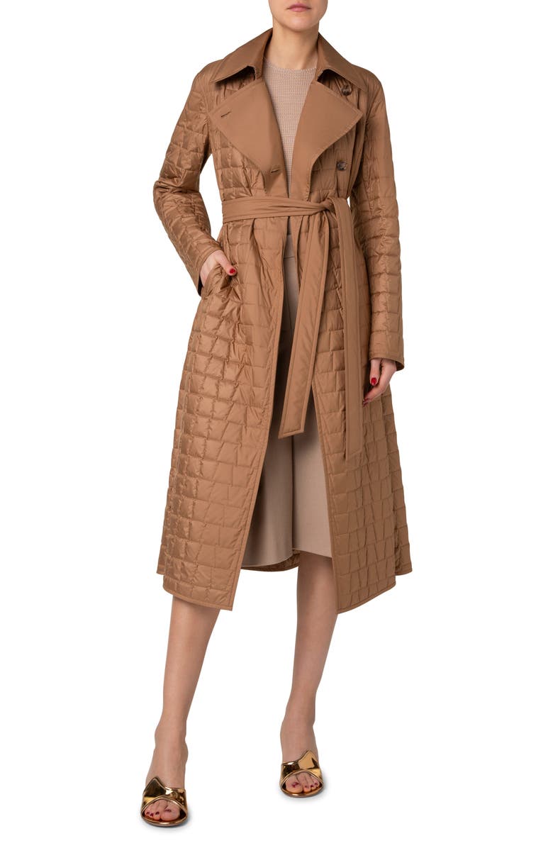 Akris Kody Trapezoid Quilted Taffeta Coat, Main, color, 