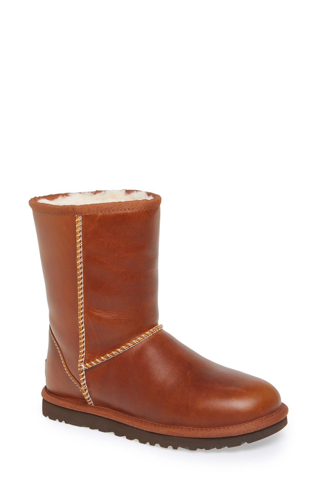 UGG<sup>®</sup> Australia 'Classic Short' Leather Water Resistant Boot, Main, color, 