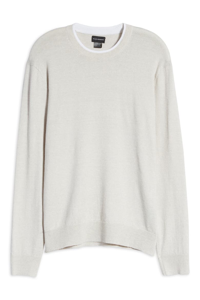Linen Blend Crewneck Sweater, Alternate, color, LIGHT GREY