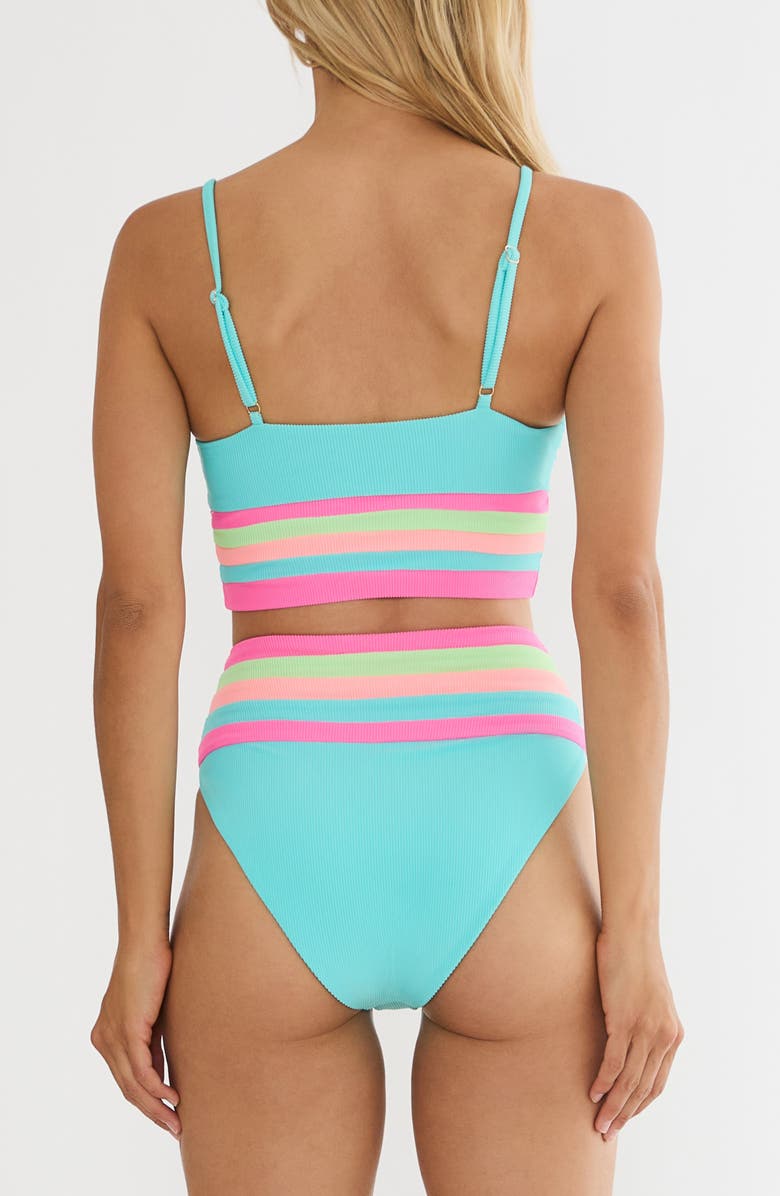 Beach Riot Millie Colorblock High Waist Bikini Bottoms, Alternate, color, Hibiscus Cove Colorblock