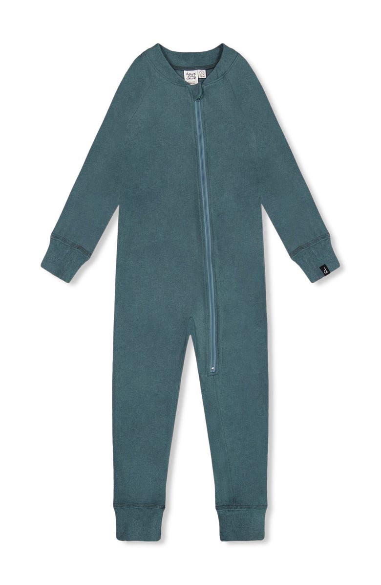 Deux par Deux Little Boy's One Piece Thermal Underwear Pine Green, Main, color,